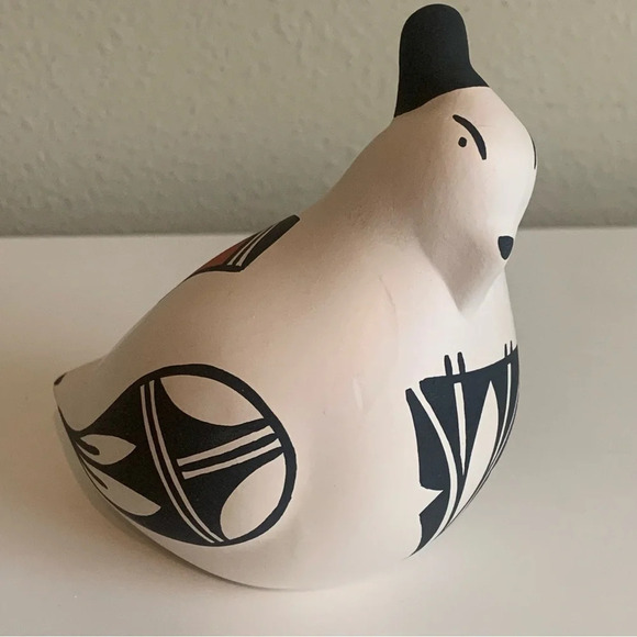 Vintage Native American Quail Bird Acoma Pueblo Pottery Sign E. Antonio NM Rare - Picture 1 of 14